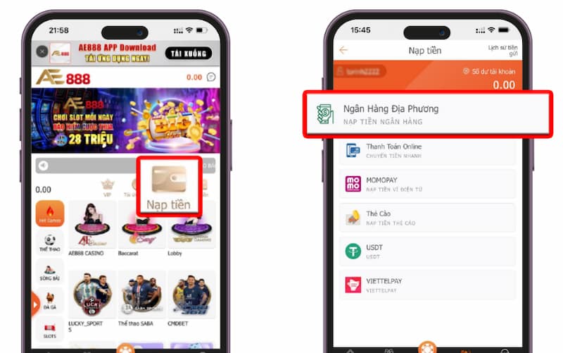 Nạp tiền AE888 nhận thưởng hấp dẫn